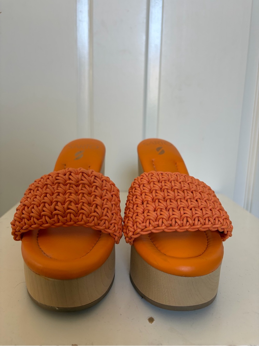 Franco Sarto Orange Knit Platform Mules - Picture 3 of 7
